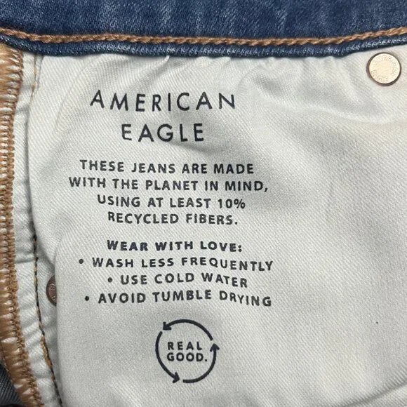 American Eagle Women’s Flare Jeans Blue Denim Stretch Mid Rise Classic Size 00 - Picture 14 of 15